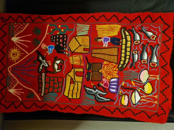 Tapisserie murale tissée rouge